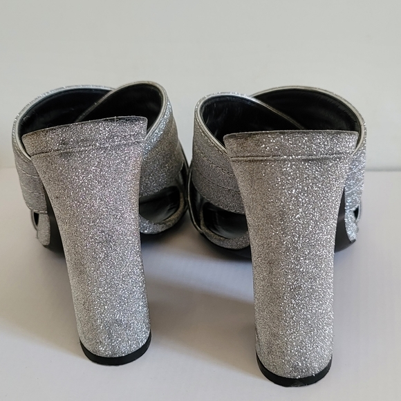 Authentic gucci webby fabric glitter heel mules - Picture 3 of 11